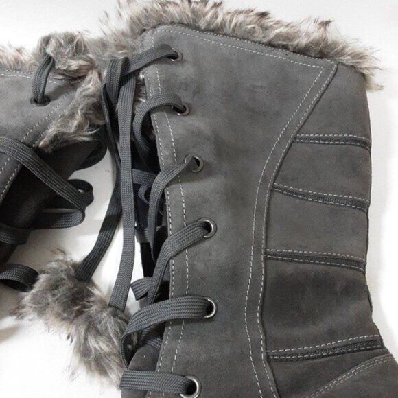 Sporto Kristen Leather suede waterproof winter Boots  8M lace up faux fur casual - Picture 2 of 8